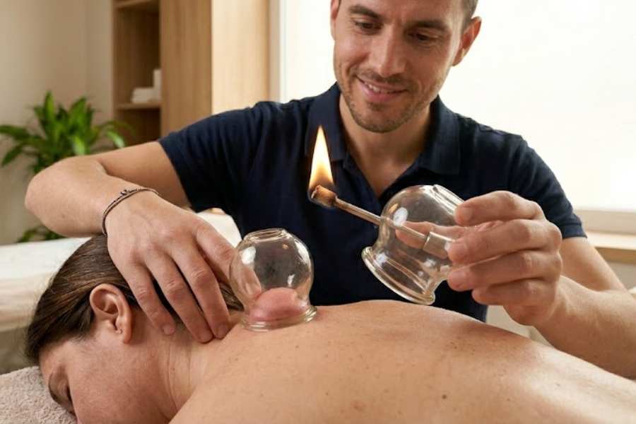 Sesión de terapia con ventosas en Barcelona
